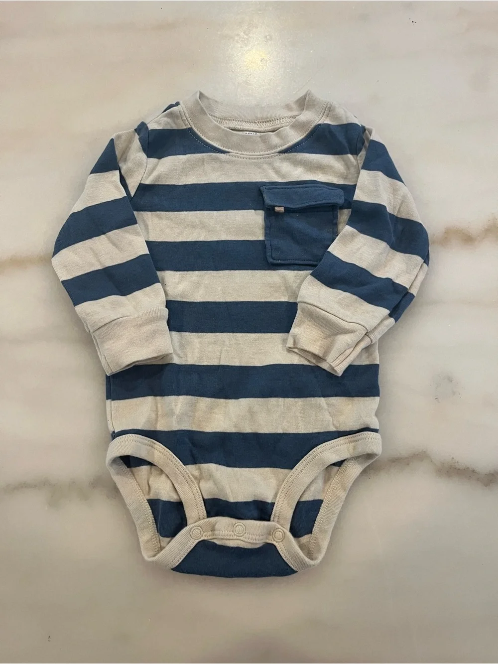 Carter's Navy and Cream Striped Long-Sleeve Baby One-Piece